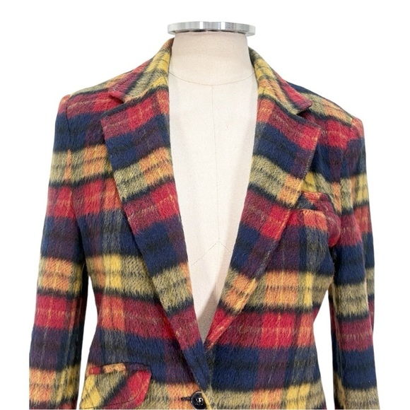 Vintage G.J. Forbes Tartan Plaid Faux Fur Blazer Jacket Size Small - Picture 5 of 12